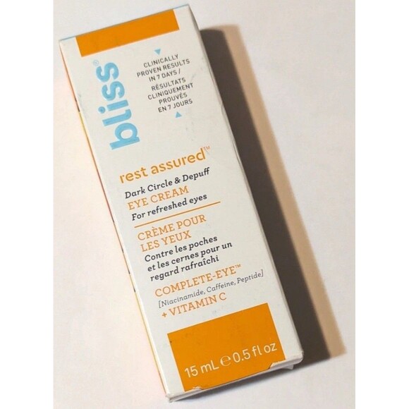 Bliss Rest Assured Eye Cream Dark Circle & Depuffing Eye Cream + Vitamin C NWB! - Picture 3 of 3